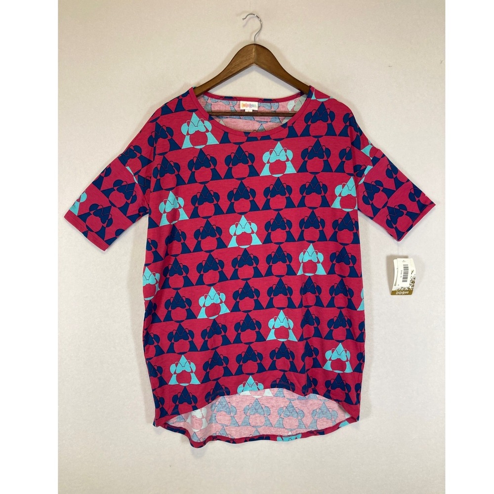 Disneycore‎ LuLaRoe NWT Women Small Pink Minnie Mouse Geometric Irma Tunic Top